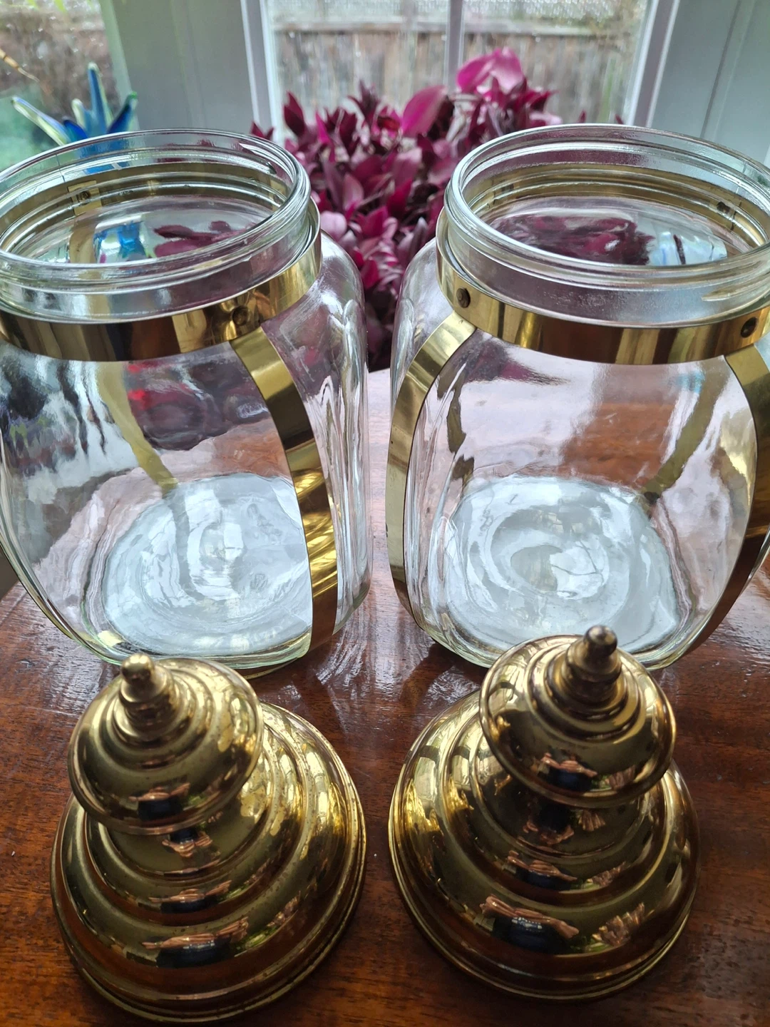 Pair of vintage glass & brass jars (priced per item) - photo 5