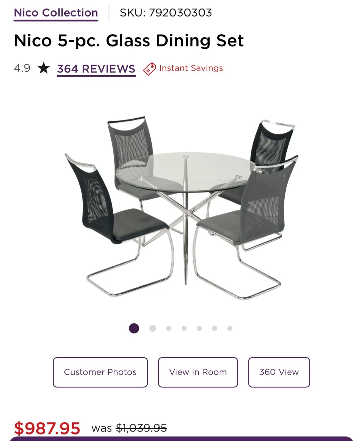 Nico 5-pc. Glass Dining Set - photo 4
