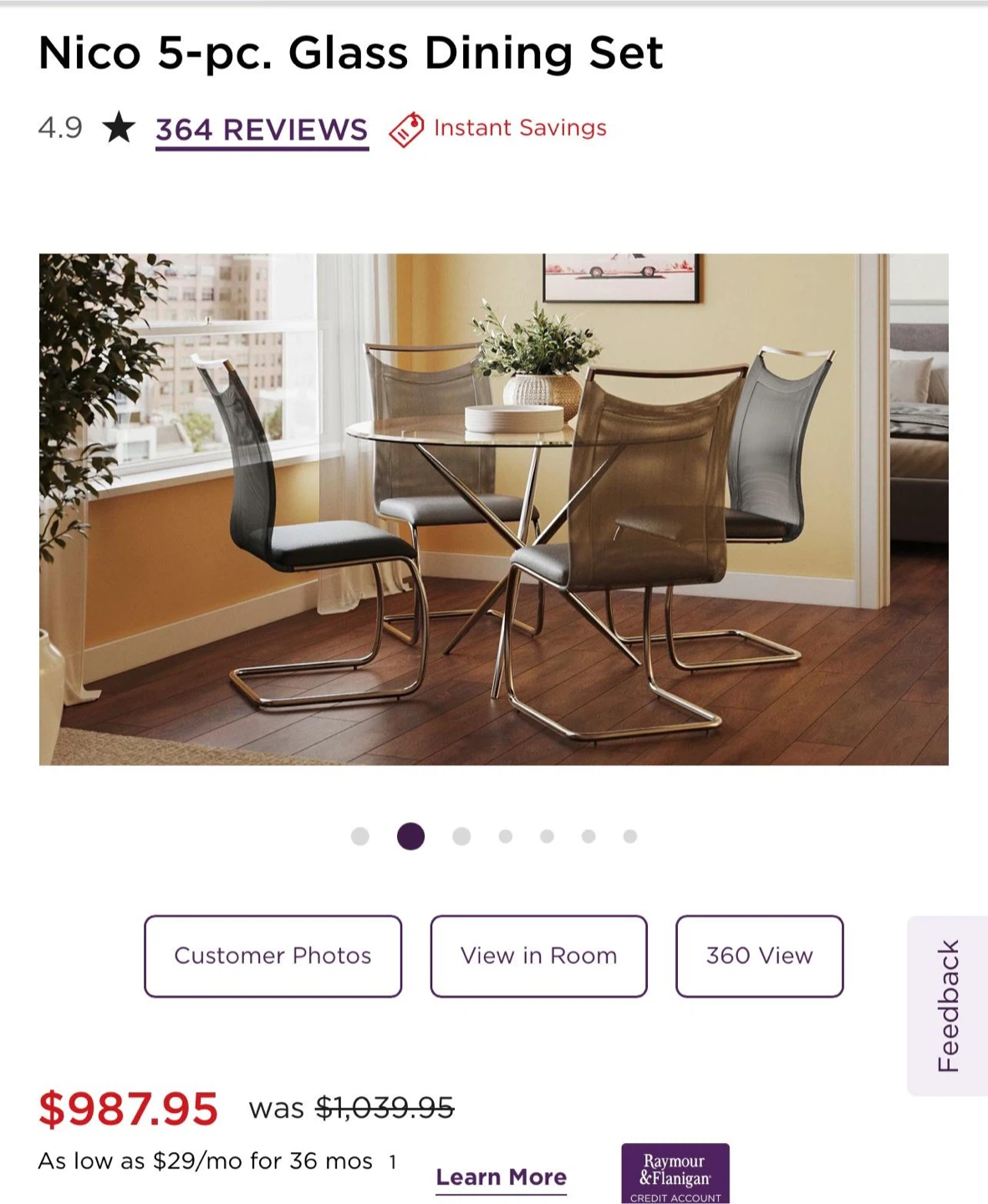 Nico 5-pc. Glass Dining Set - photo 3