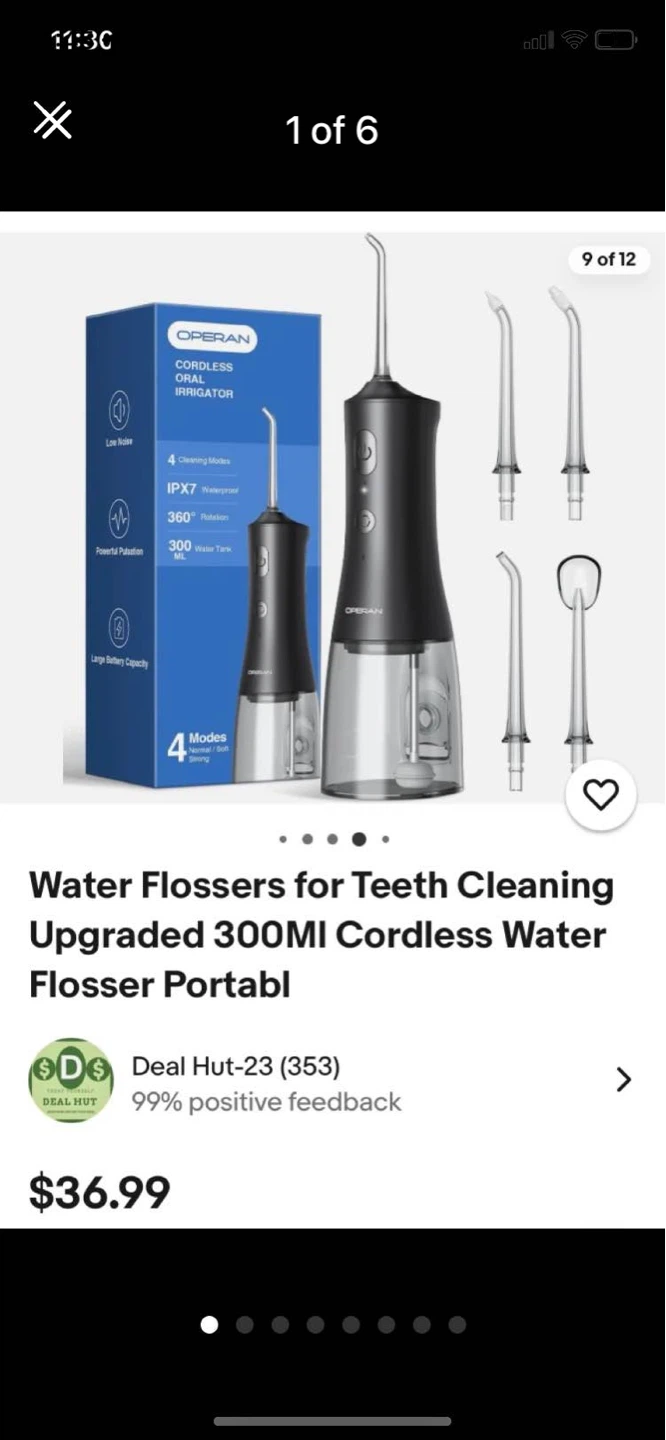 OPERAN Cordless Water Flosser for Teeth Cleaning, 300ml