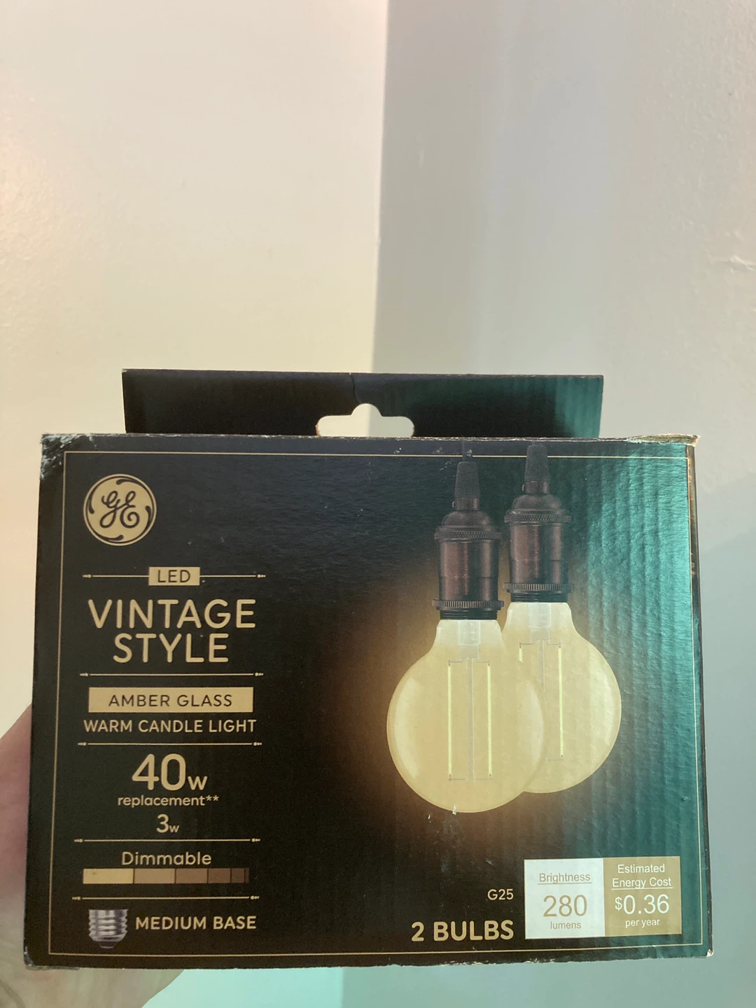 GE LED Vintage Style Amber Glass Warm Candle Light Bulbs (2 pk)