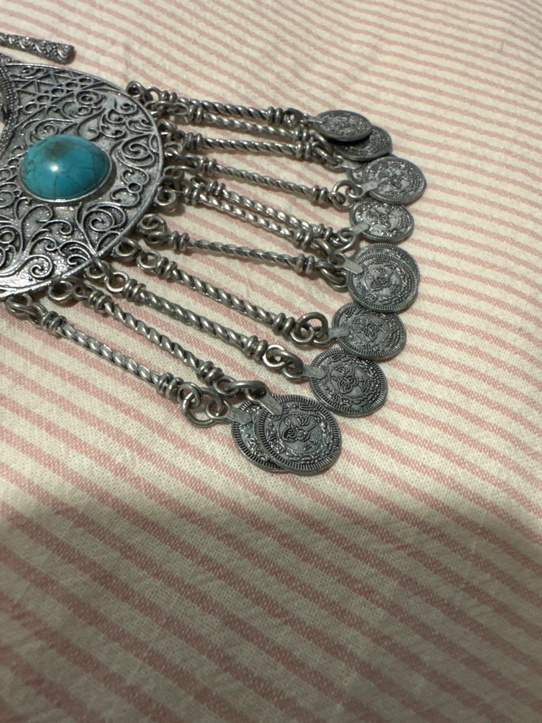 Silver statement necklace with turquoise accents - photo 2