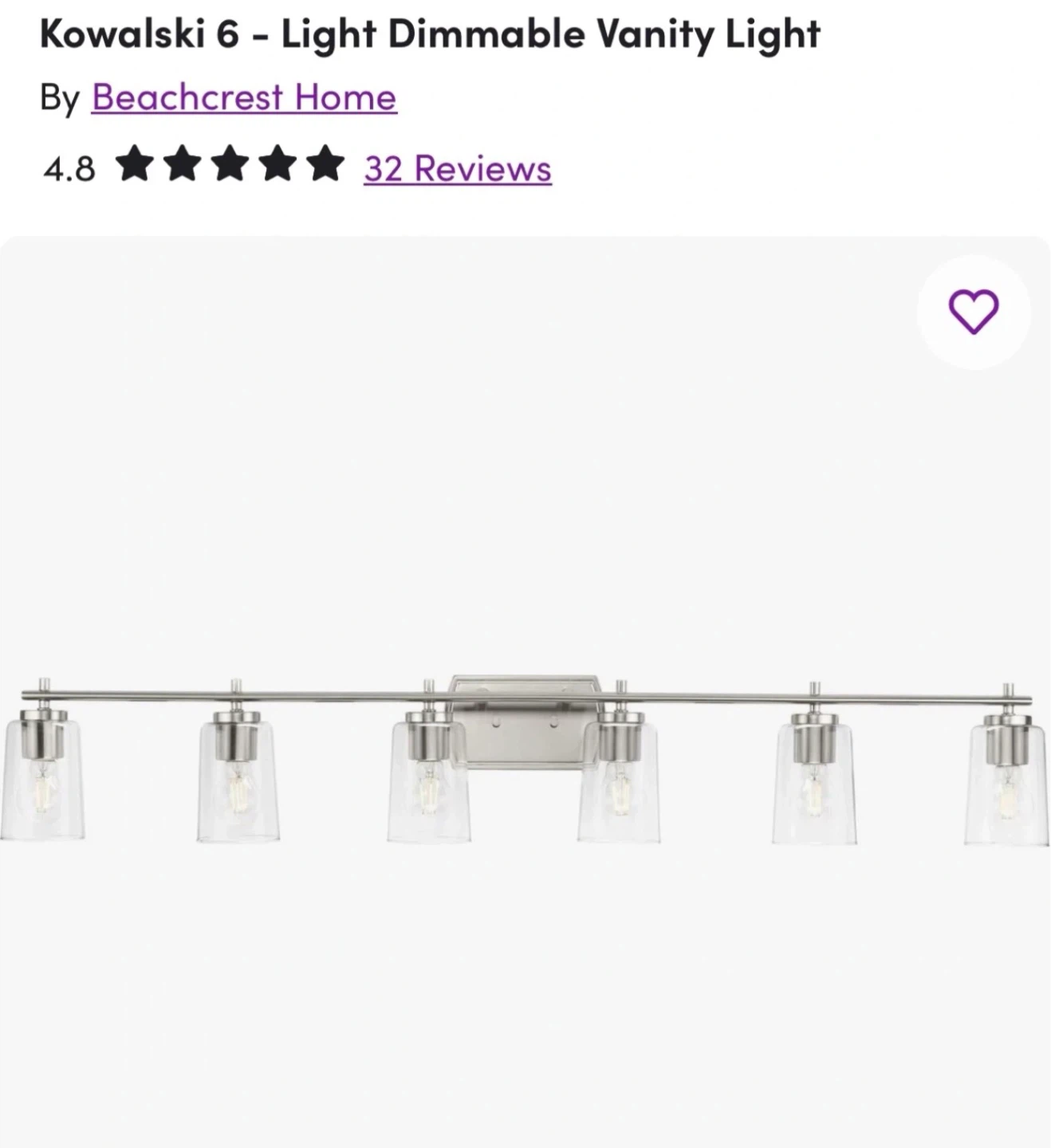 New!! Kowalski 6-Light Dimmable Vanity Light