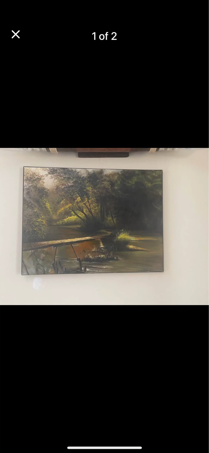 Oil Painting - Serene Landscape with Bridge