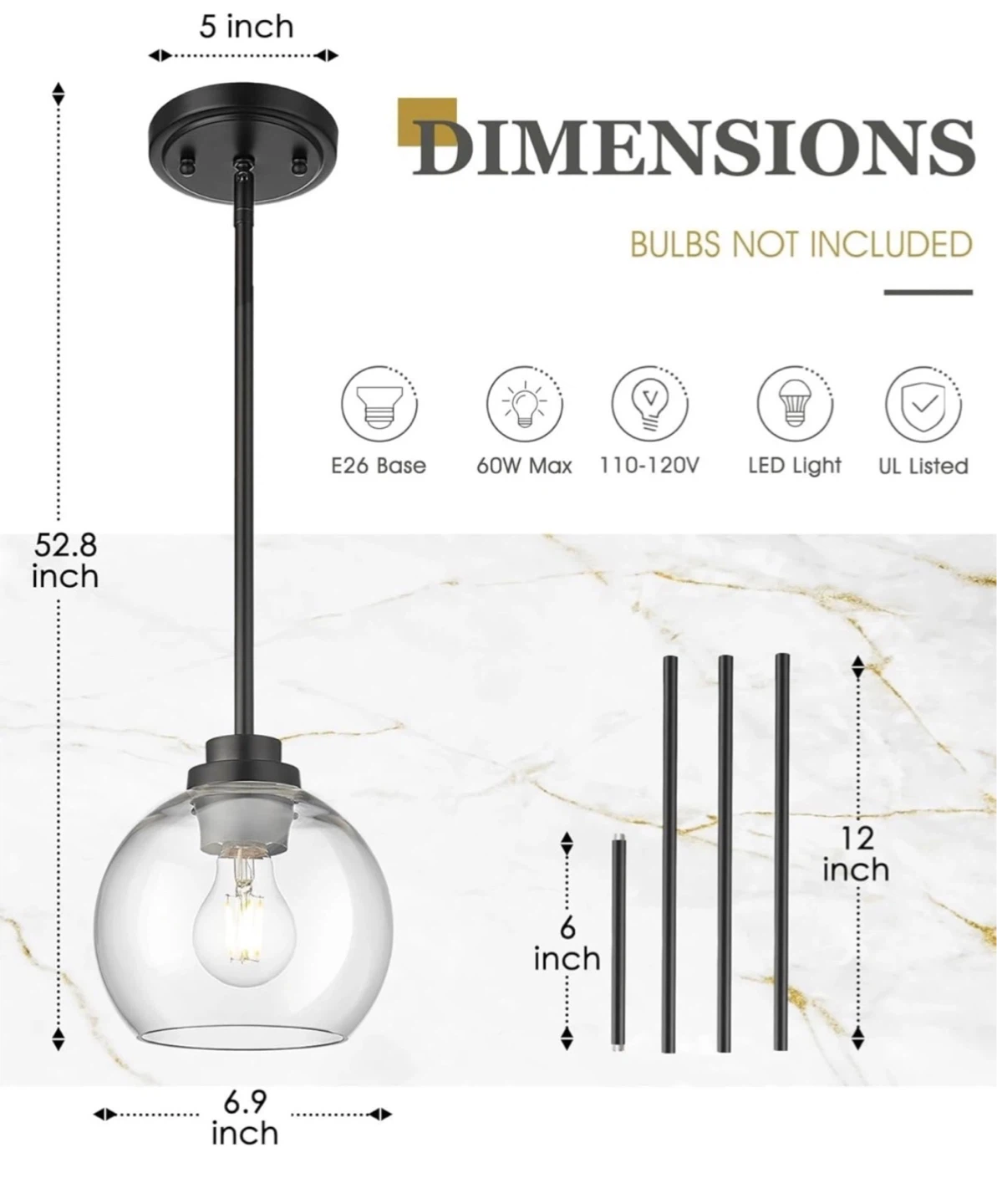 New!! 7" Modern Pendant Lights Kitchen Island 2 Pack - photo 2