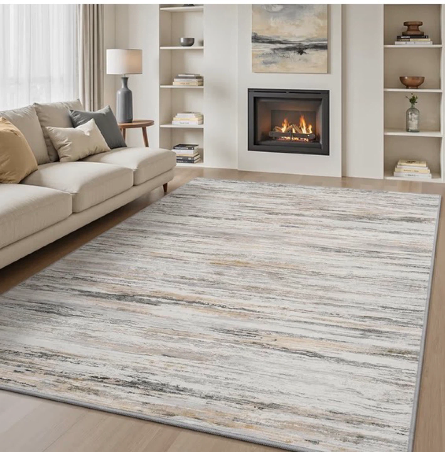Ruggable 8x10 ft Rectangular Area Rug - Grey & Beige