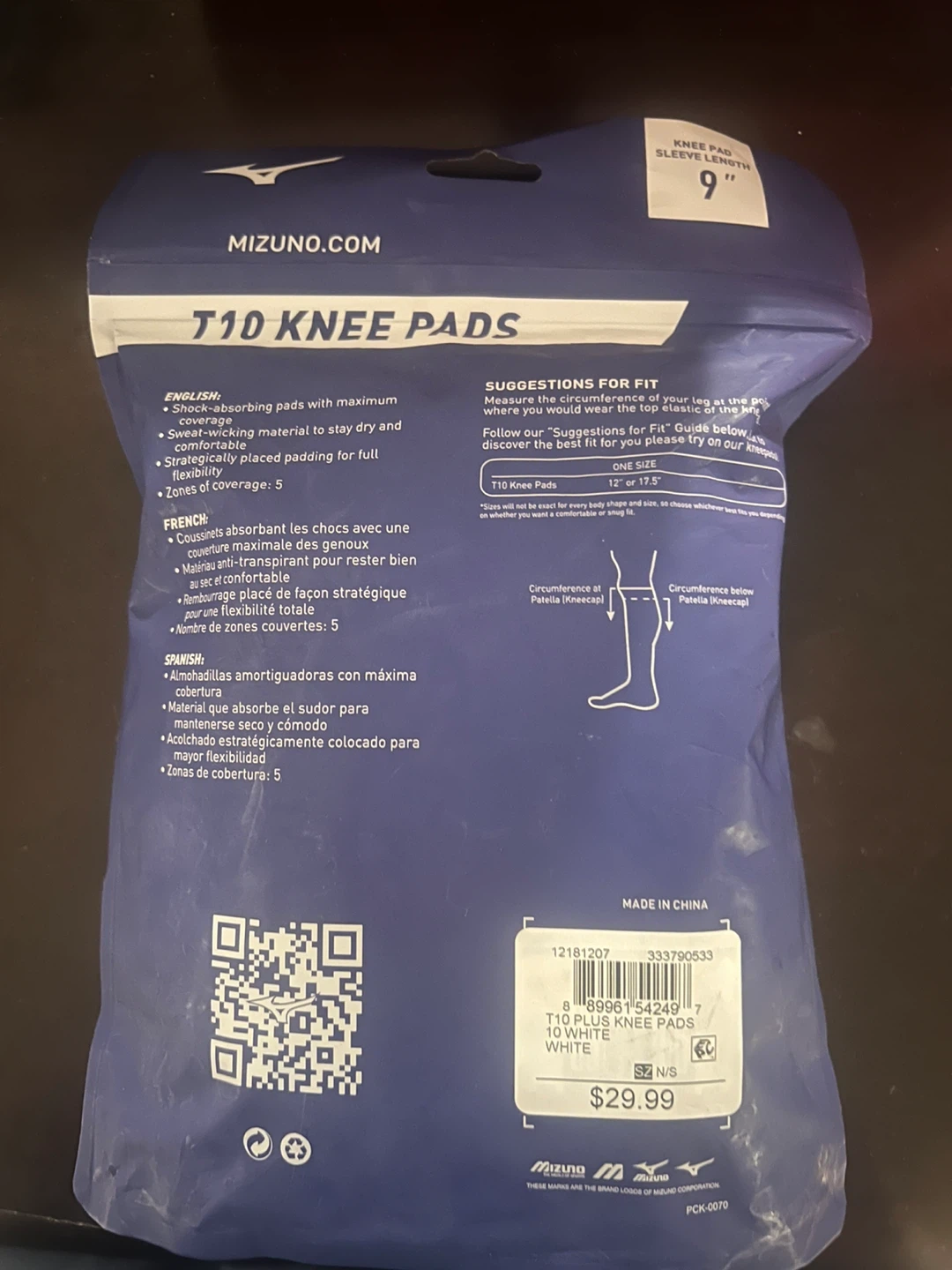 Mizuno T10 Knee Pads - Volleyball - One Size - White - photo 2