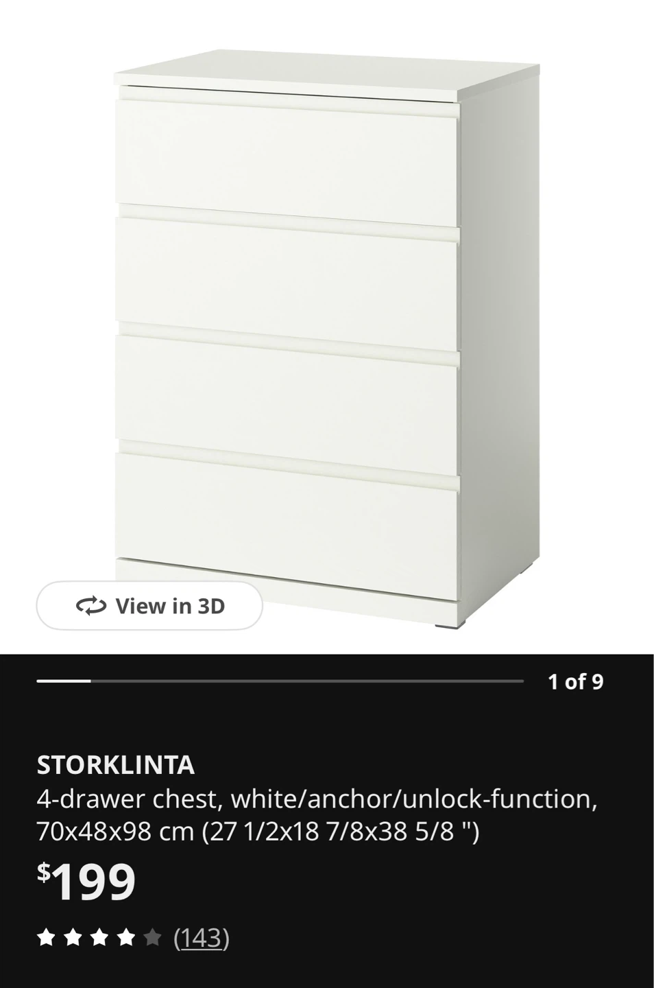 IKEA STORKLINTA 4-drawer chest