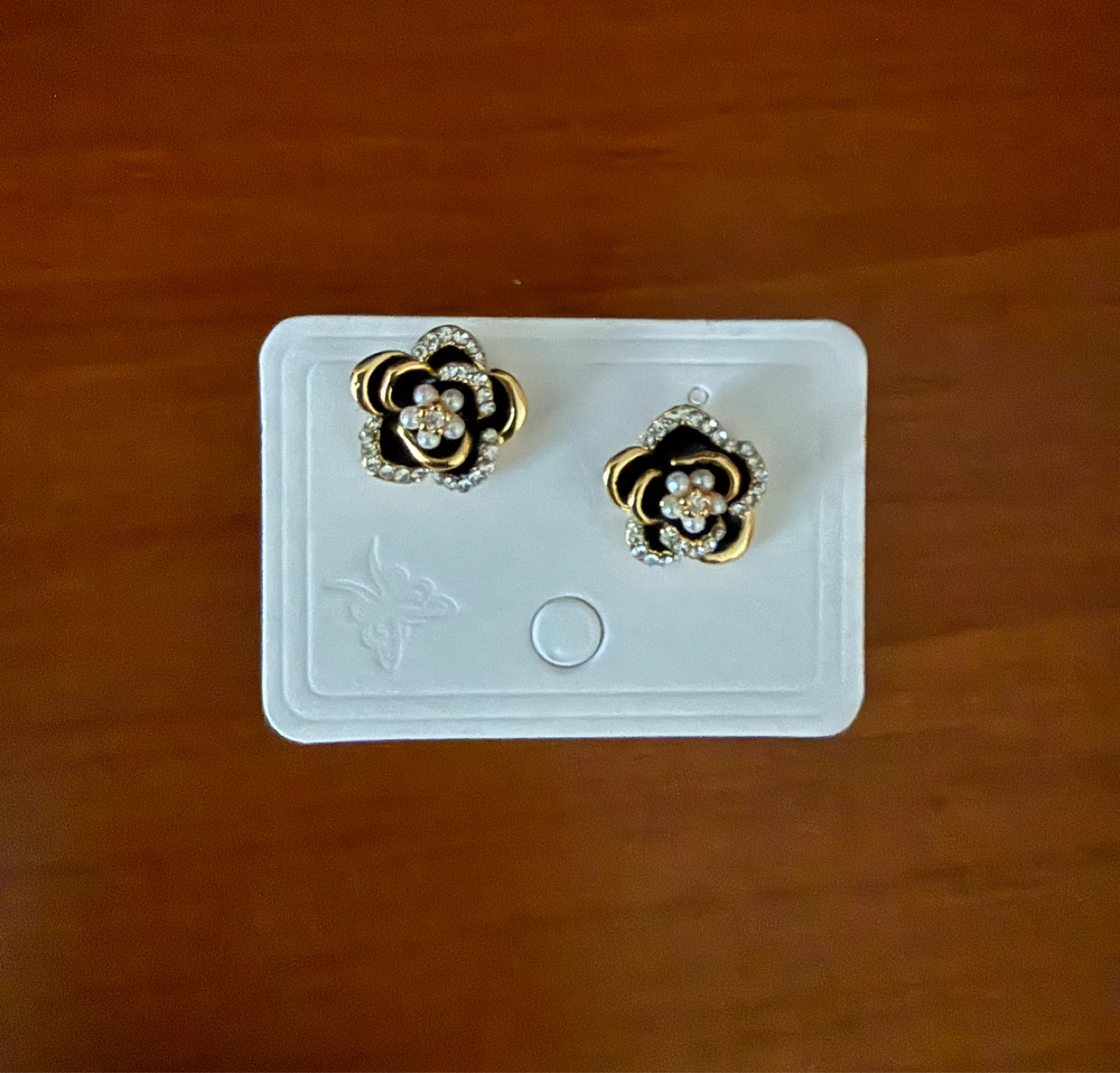 Flower Stud Earrings with Rhinestones