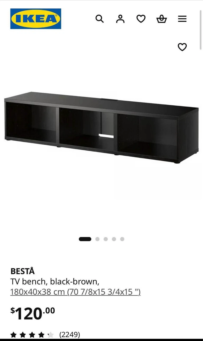IKEA BESTÅ TV Bench - Black-Brown - photo 2