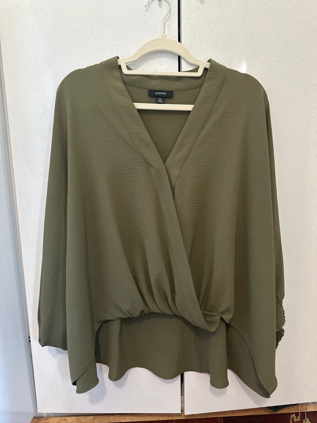 Alfani Olive Green Surplice Blouse XXL
