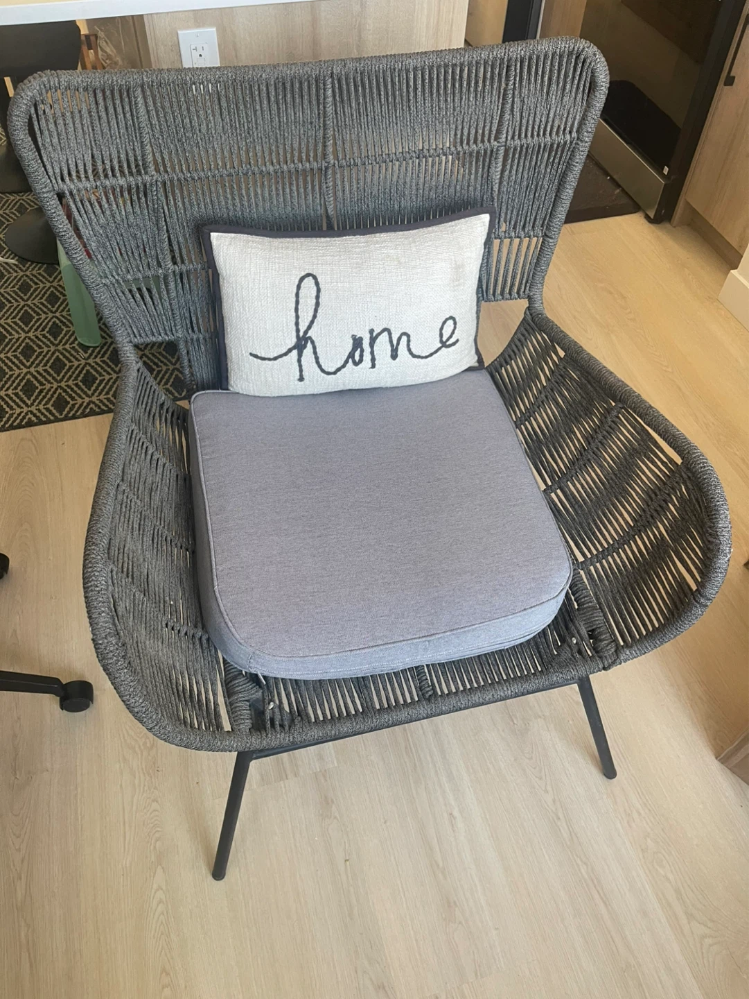 Woven Accent Chair with Grey Cushion - photo 2
