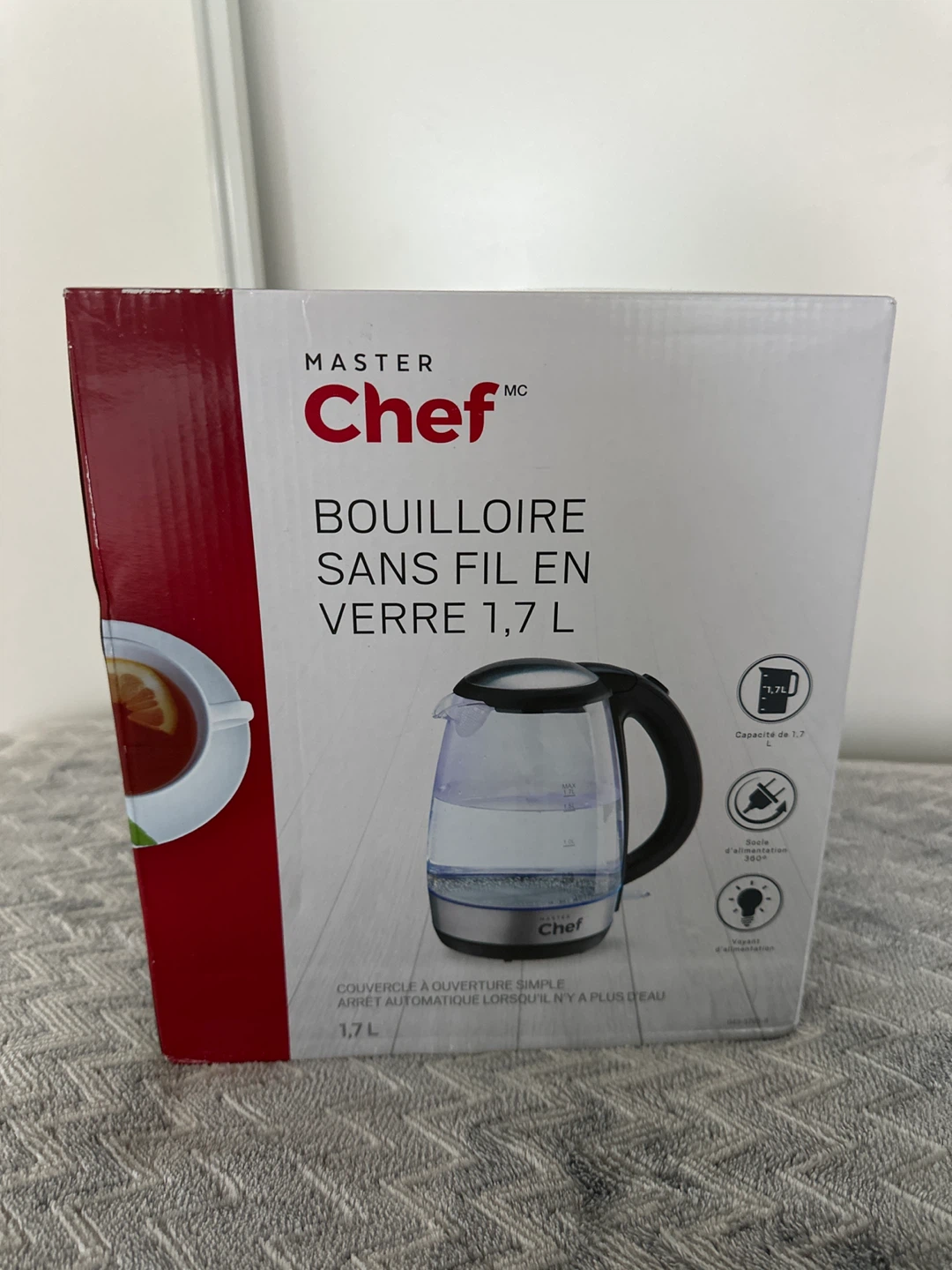 Master Chef 1.7L Cordless Glass Kettle