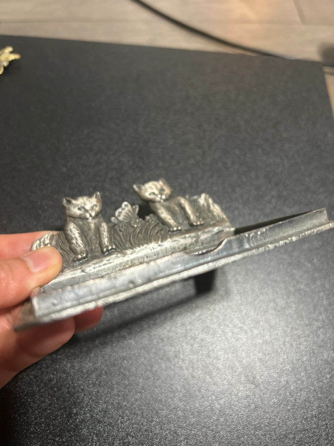 Vintage Metal Kitten Card Holder - photo 2