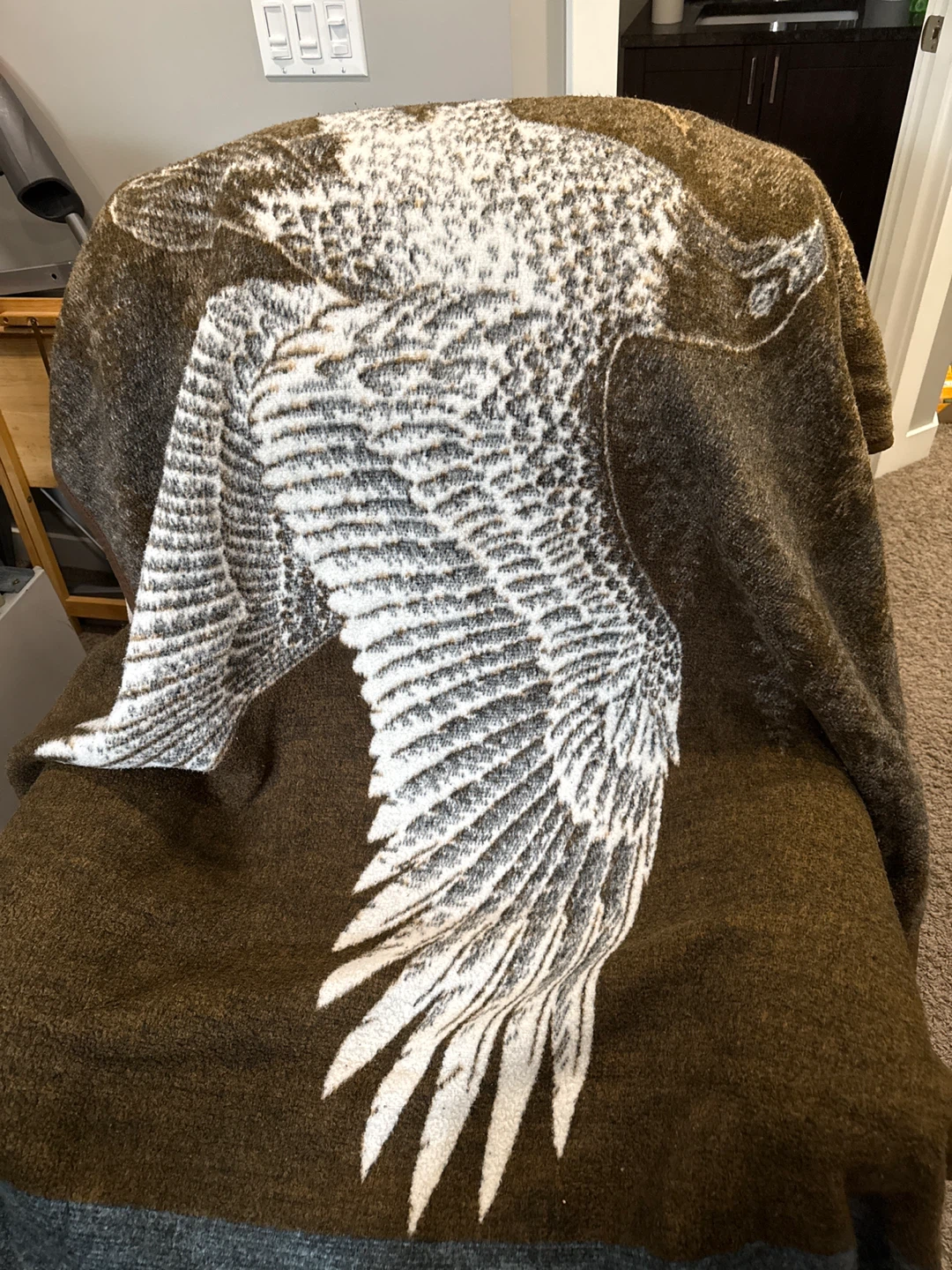 Brown Hawk Print Fleece Blanket