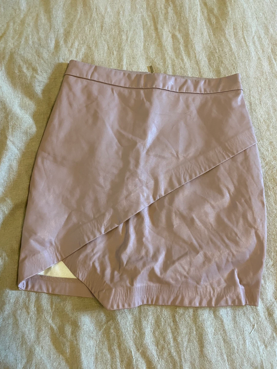 Dynamite Faux Leather Wrap Skirt - Pink Taupe - XS - photo 2