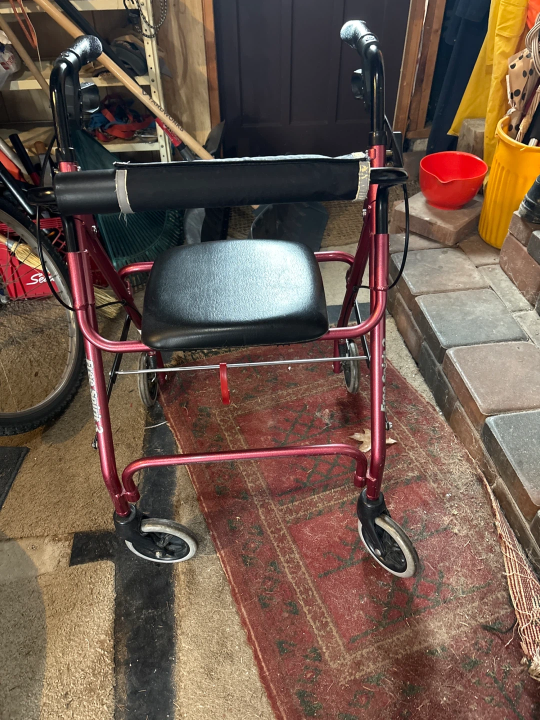 Red Rollator Walker with Seat