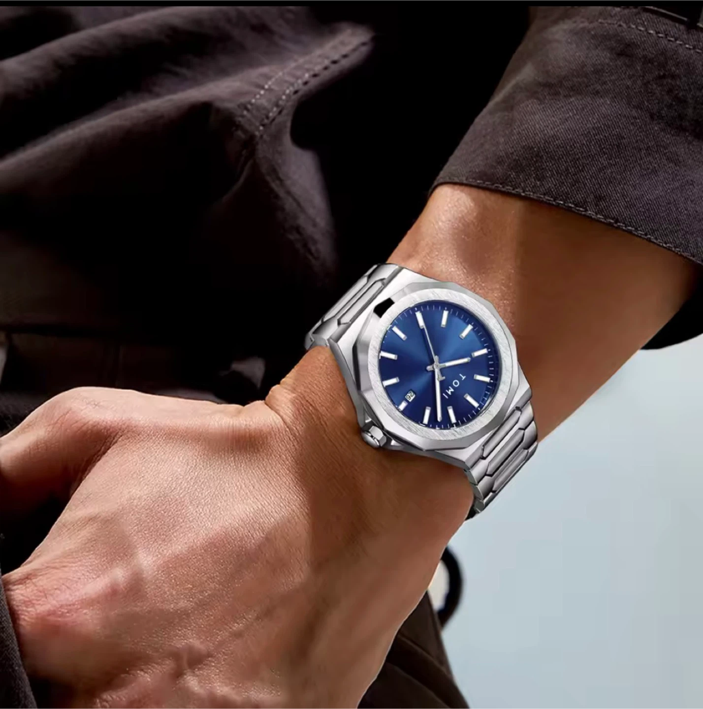 TOMI Blue Dial Nautilus Style Quartz Watch Gift Set - photo 2