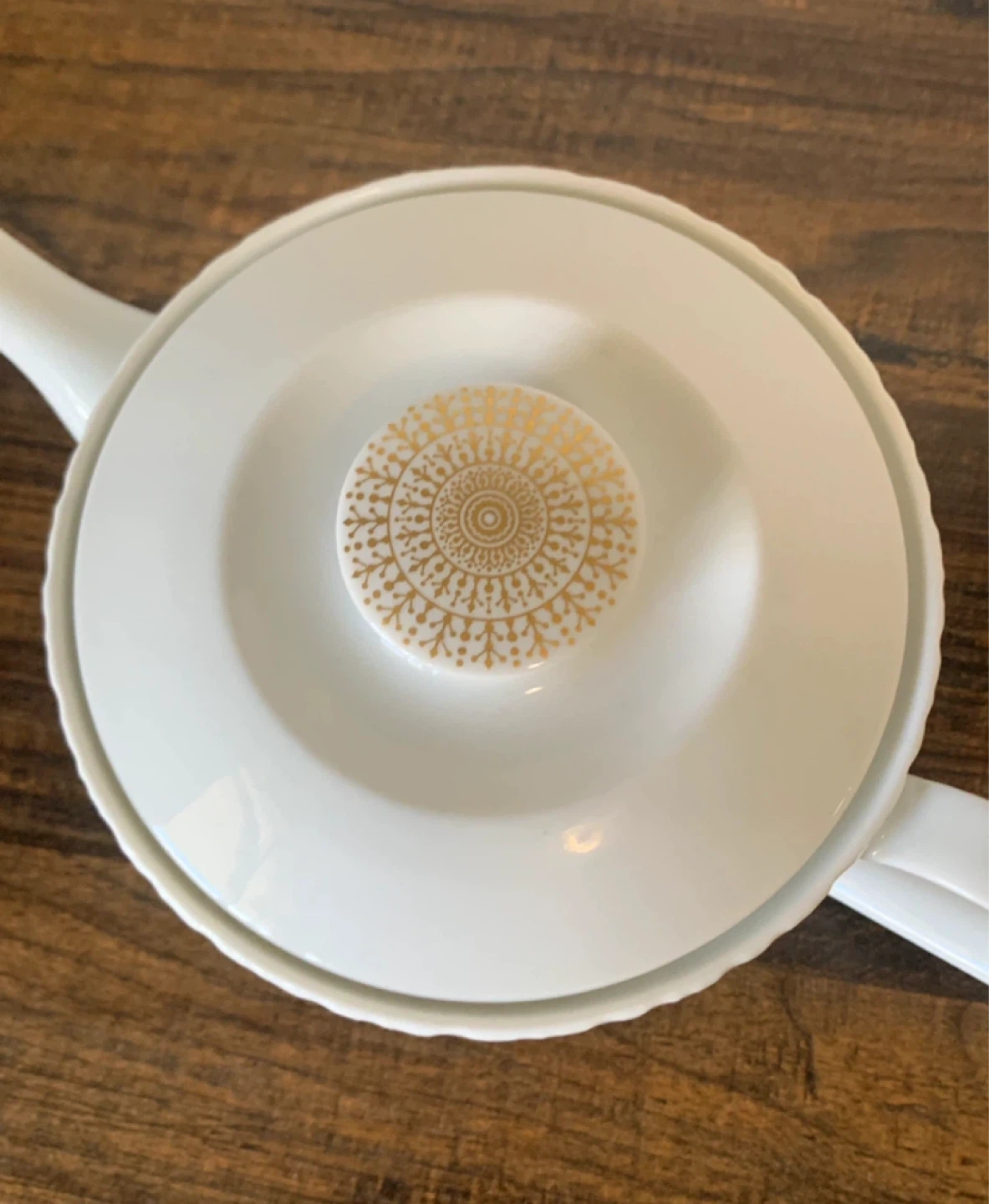 White Teapot with Gold Accent - photo 2