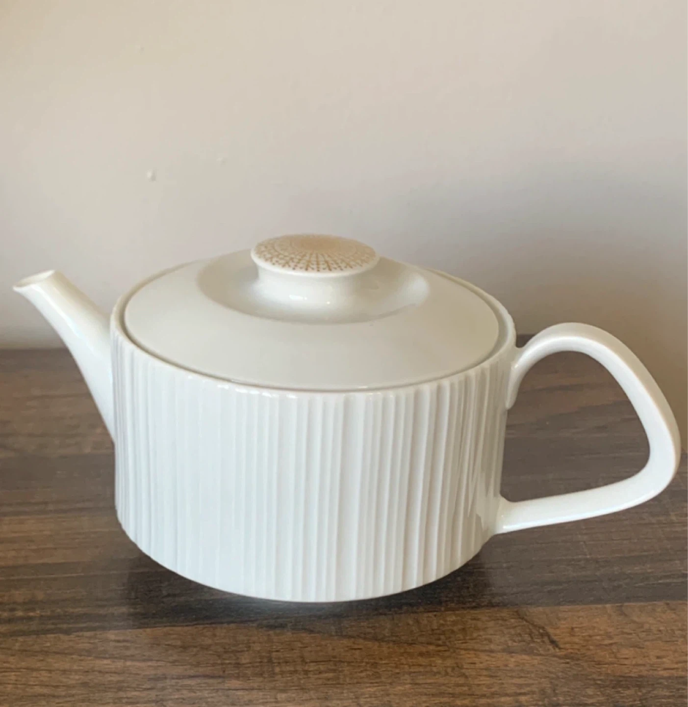 White Teapot with Gold Accent