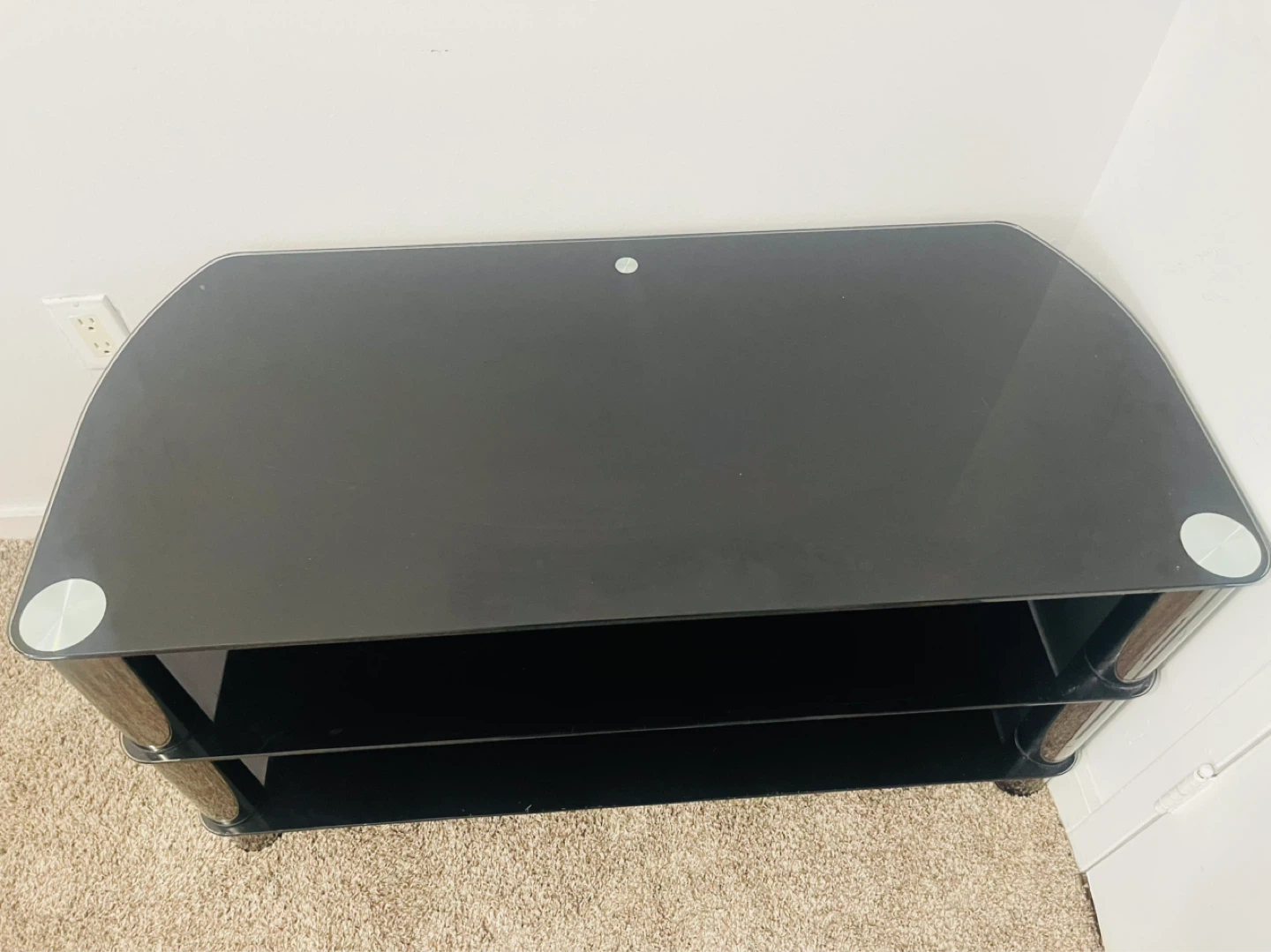 Black 3-Tier Glass TV Stand - photo 2