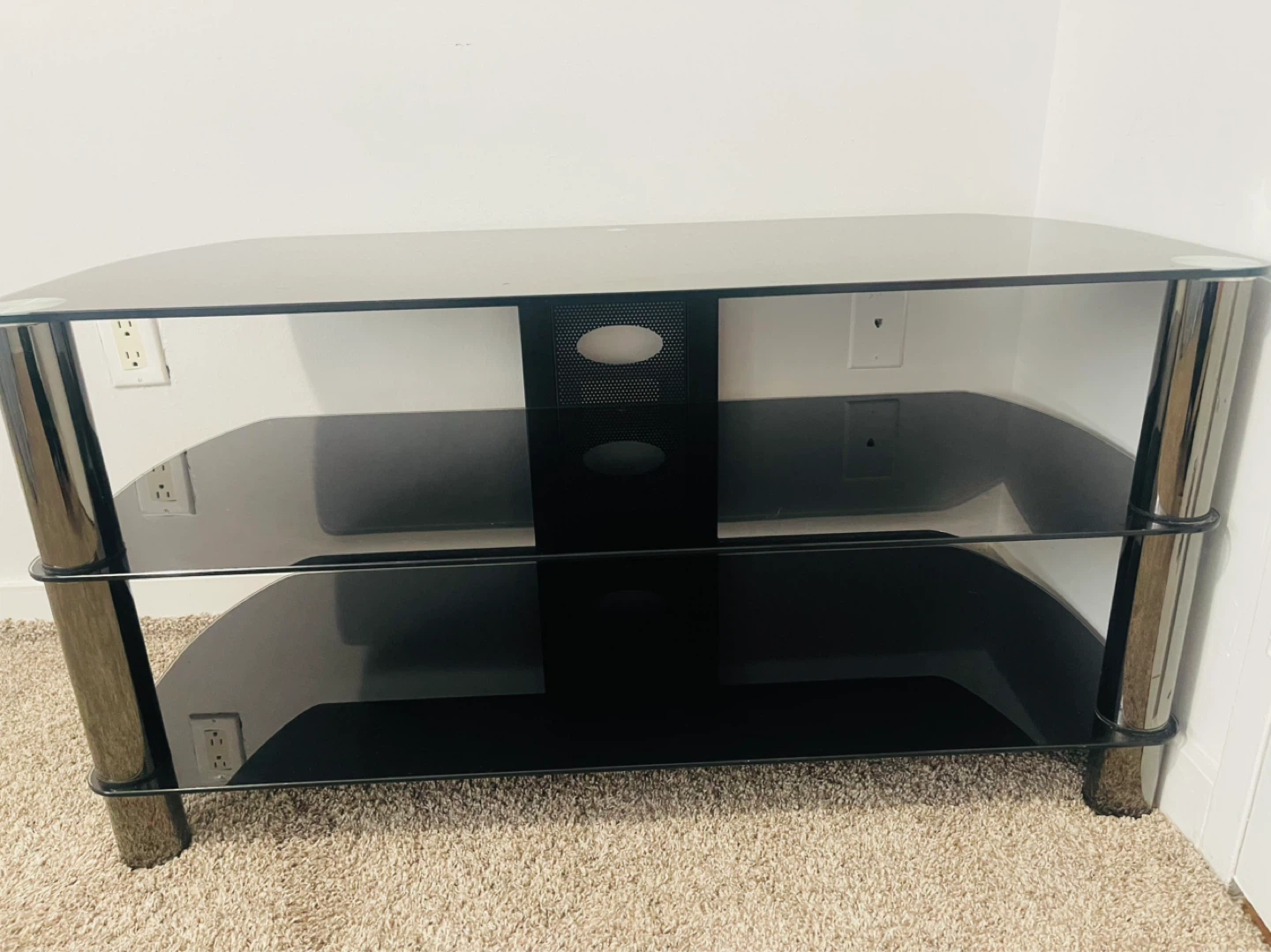 Black 3-Tier Glass TV Stand - photo 3