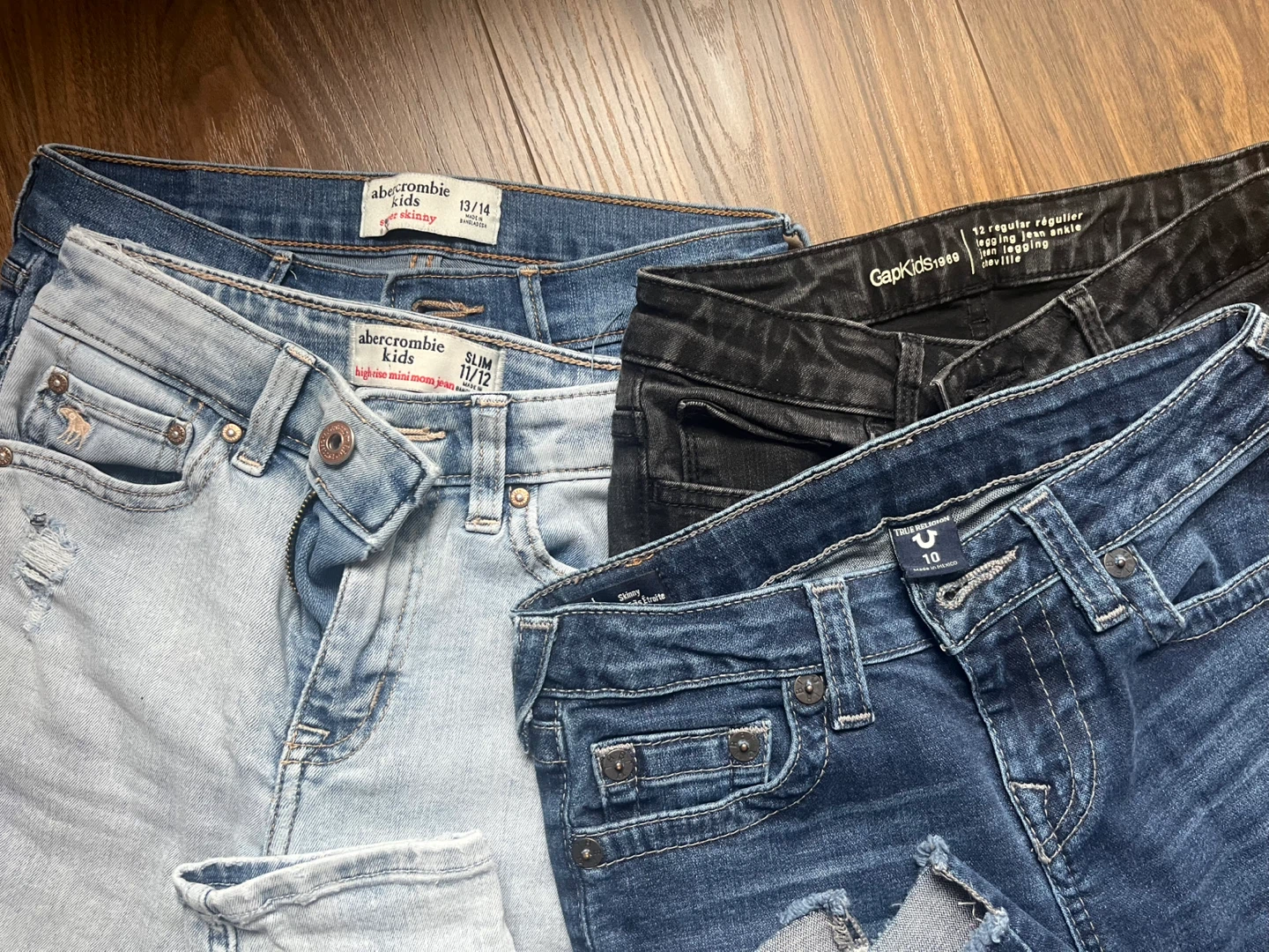 Bundle of 4 Girls' Jeans - Abercrombie, GapKids, True Religion
