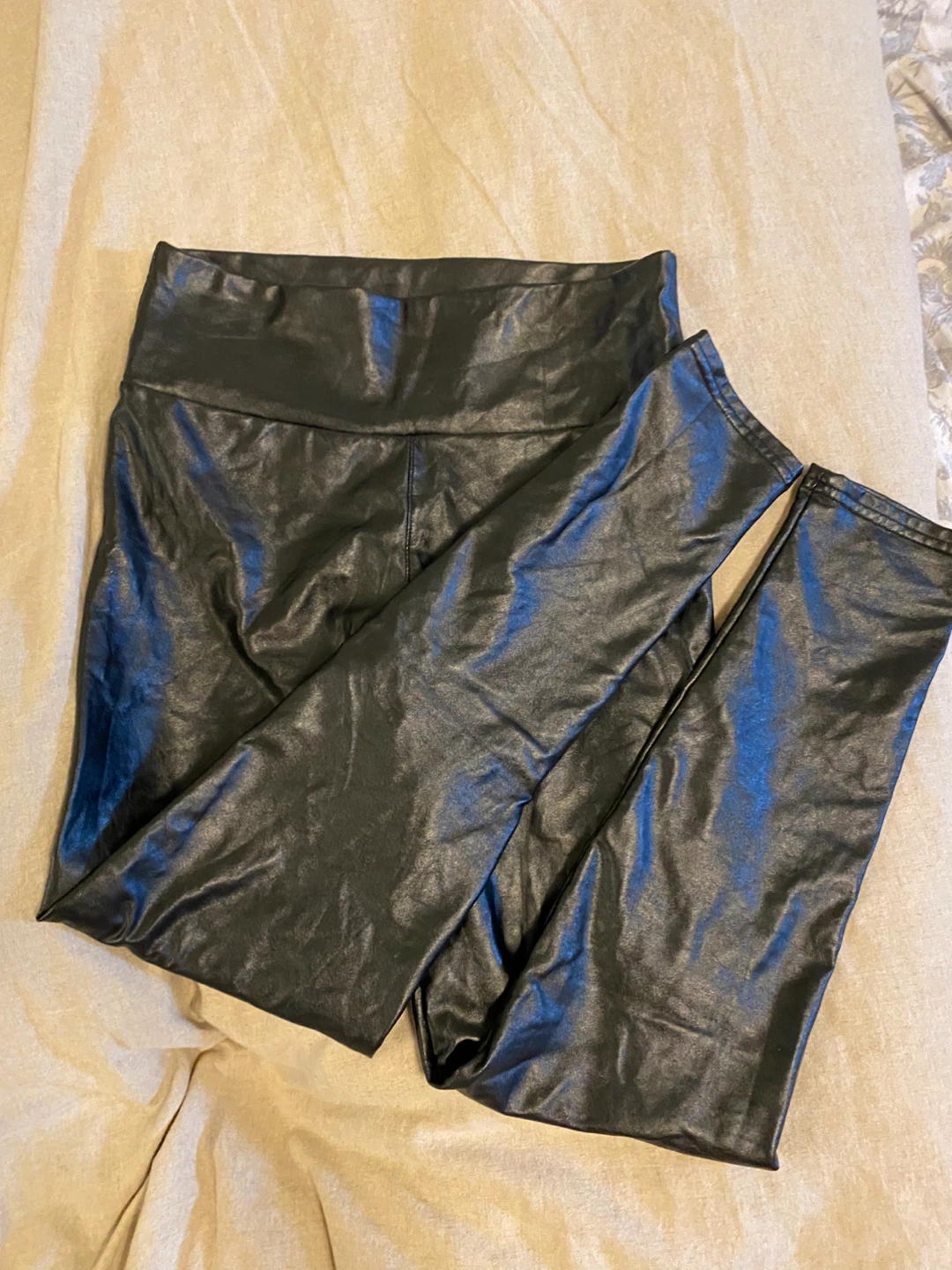 Black Faux Leather Leggings - Size S