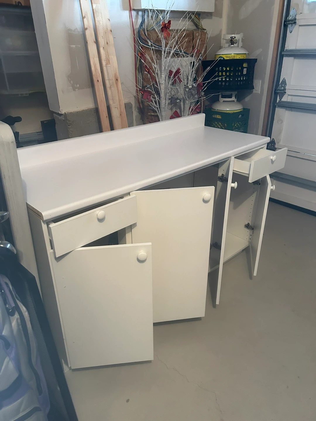 White Storage Cabinet with Countertop - photo 3