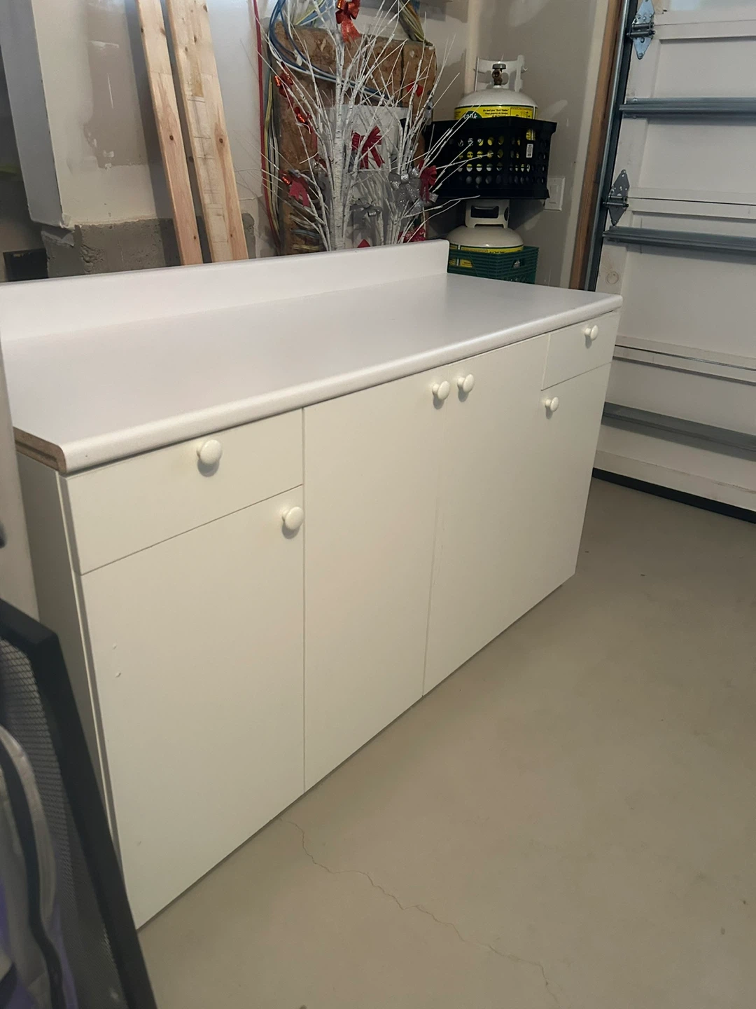 White Storage Cabinet with Countertop - photo 2