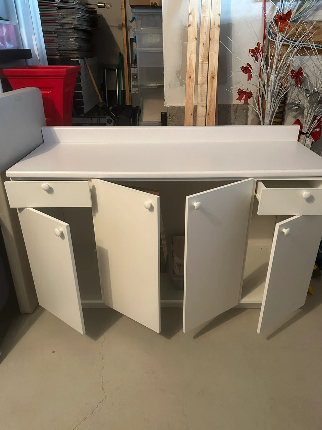 White Storage Cabinet with Countertop - photo 4