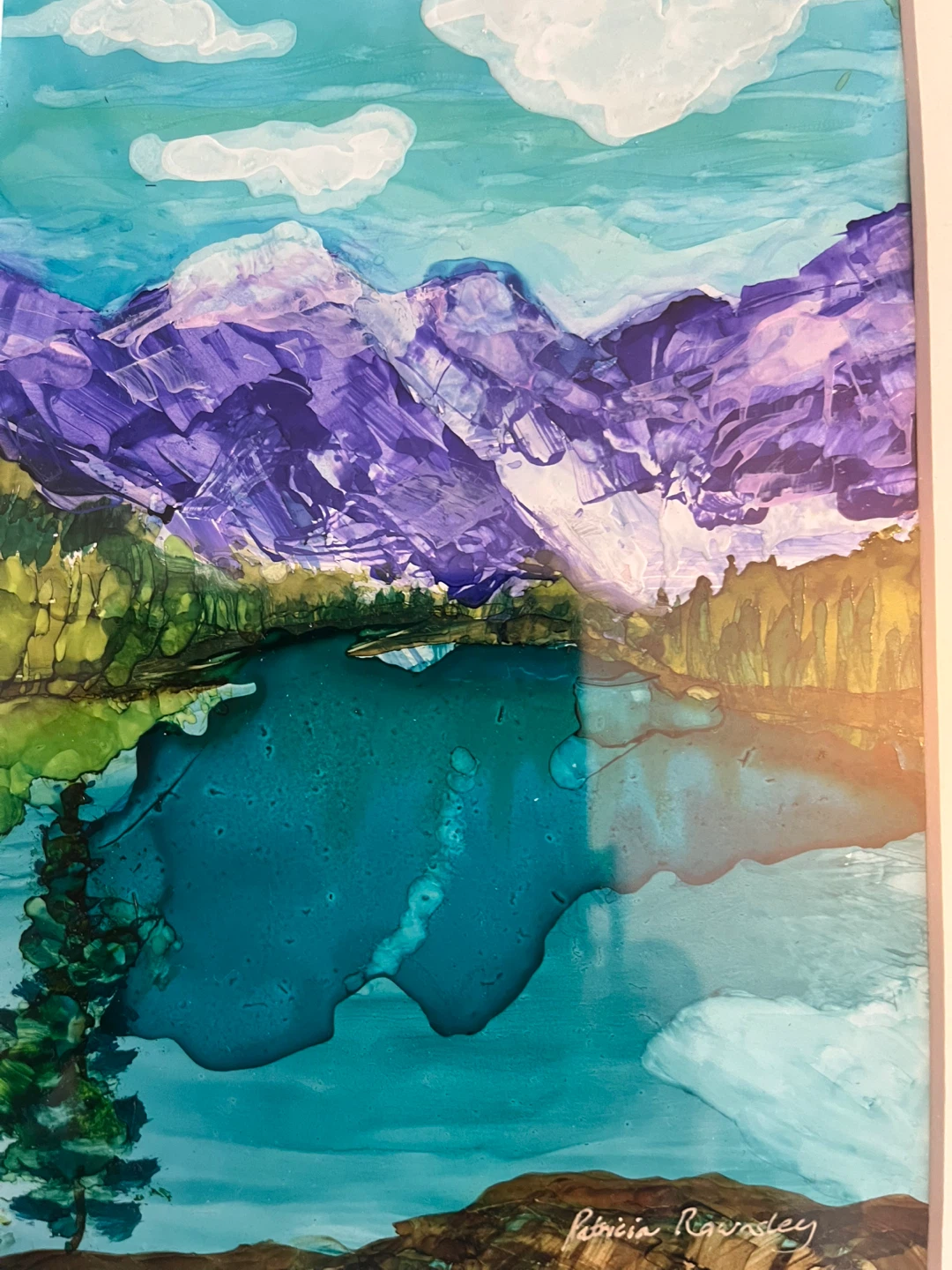 Art-Original Art- Alcohol Ink mini landscape by Calgary Artist - photo 2