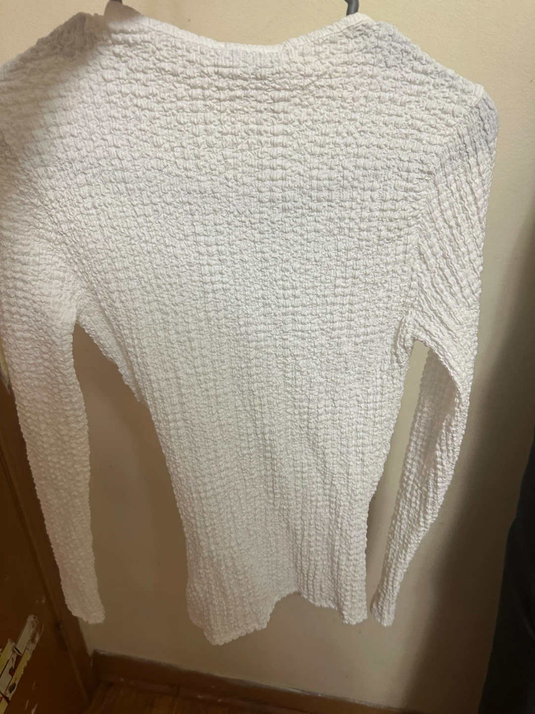 Zara White Textured Twist Front Long Sleeve Top - Medium - photo 2