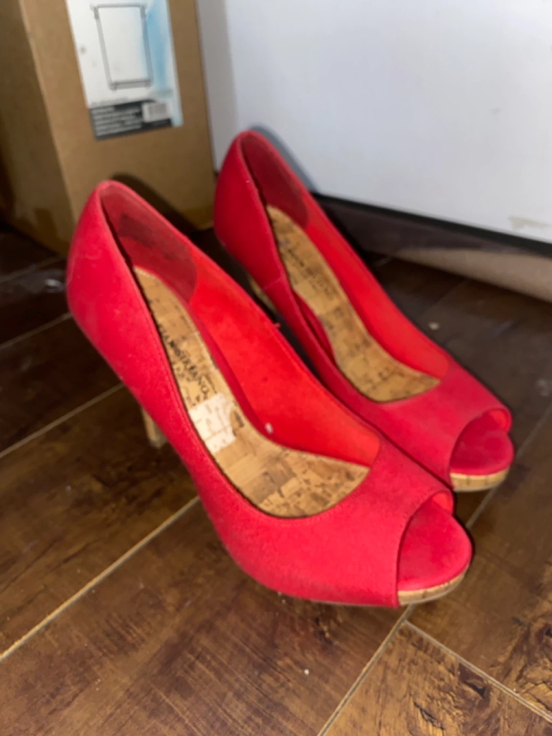 Christian Siriano Red Peep-Toe Heels