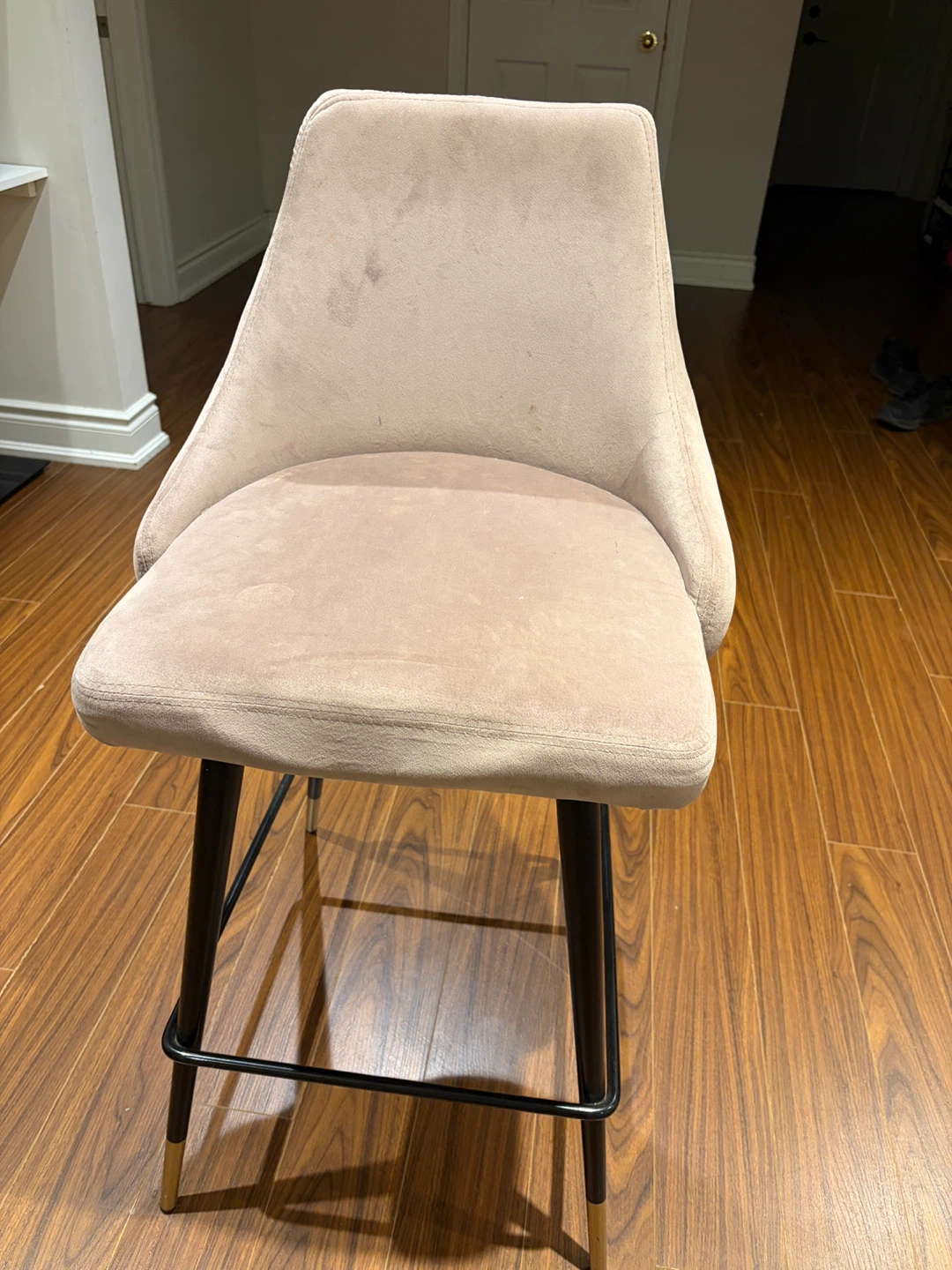 Beige Bar Stool with Black Legs - photo 2