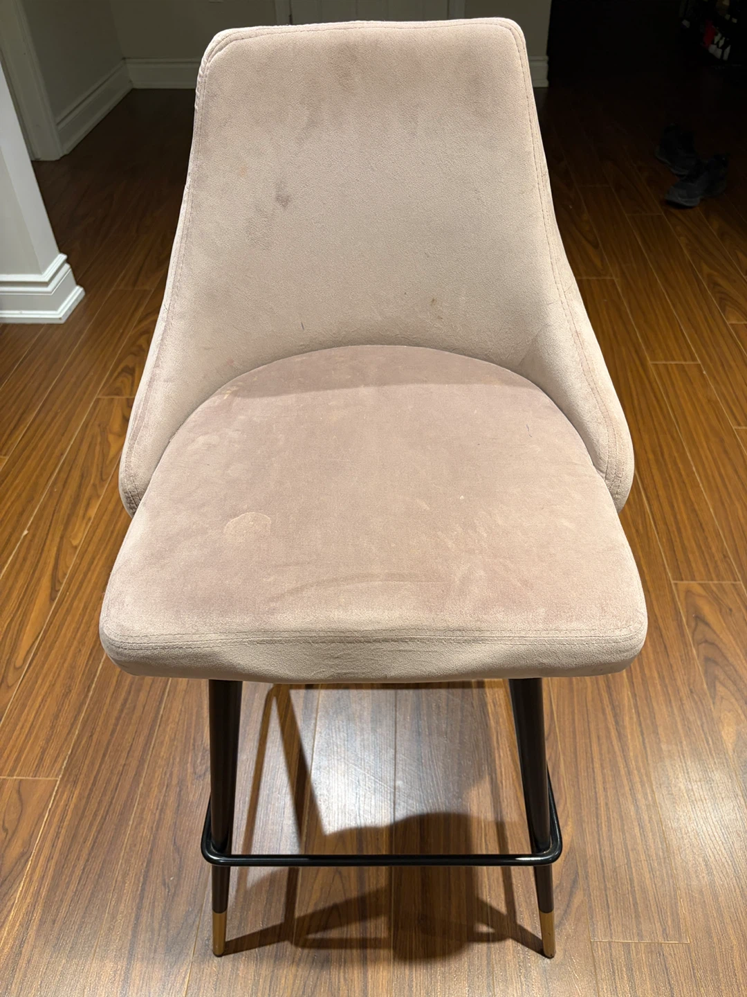 Beige Bar Stool with Black Legs