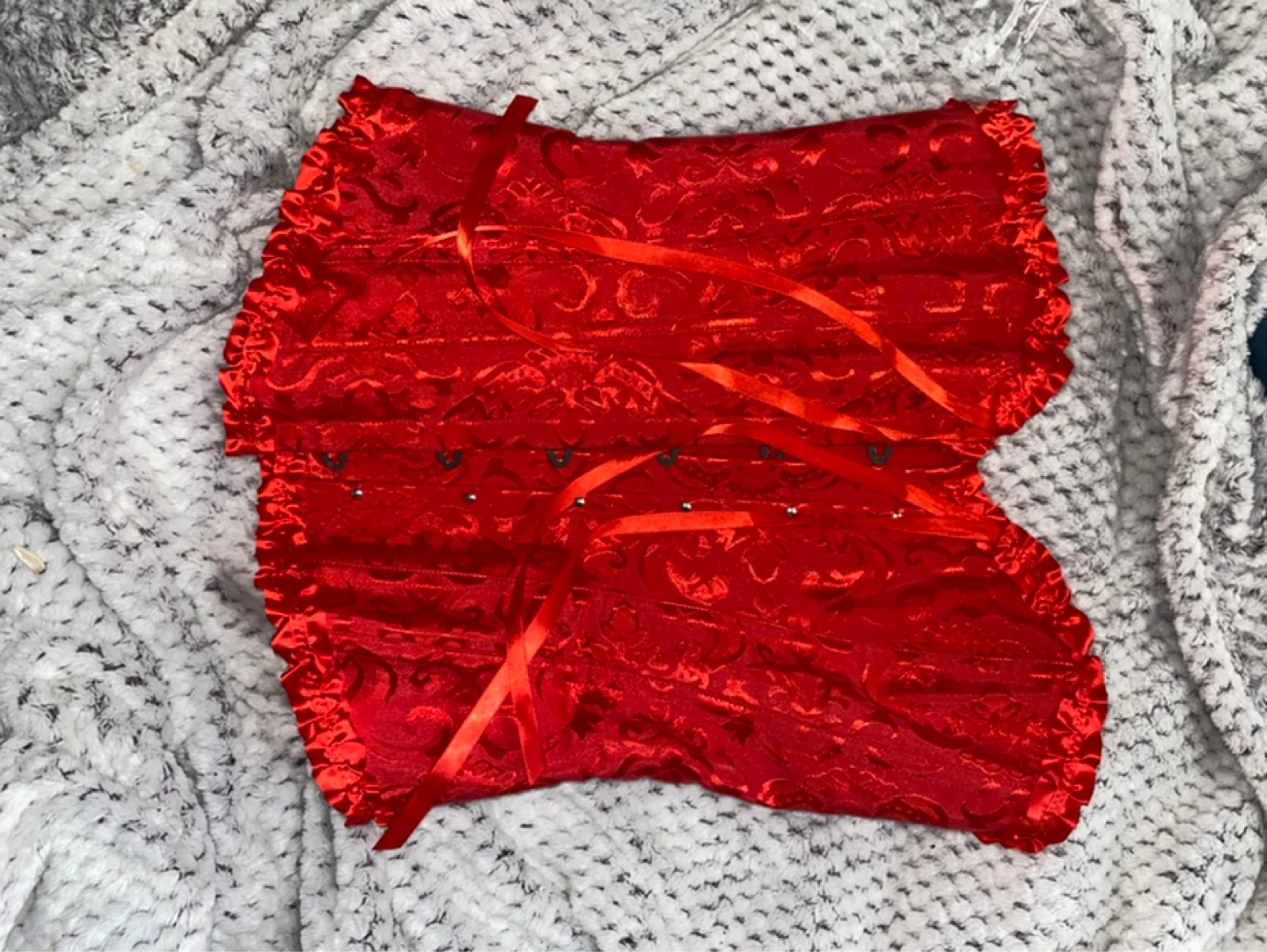 Red Corset with Ribbon Lacing