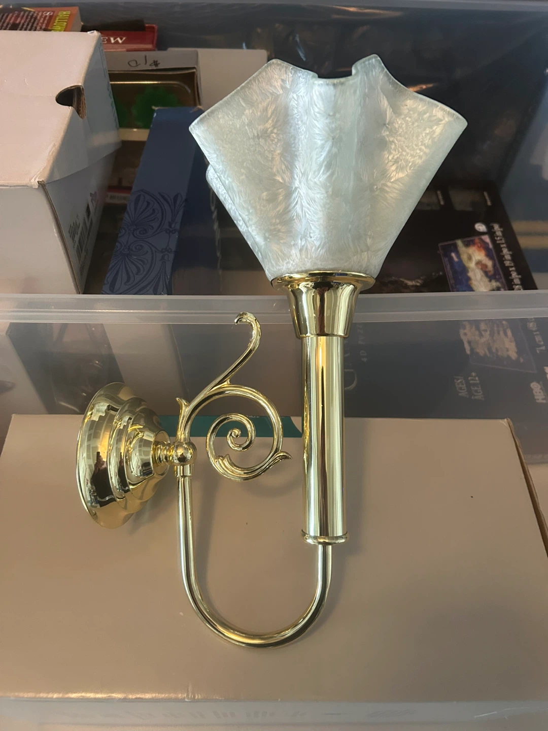 Gold Wall Sconce with Frosted Glass Shade