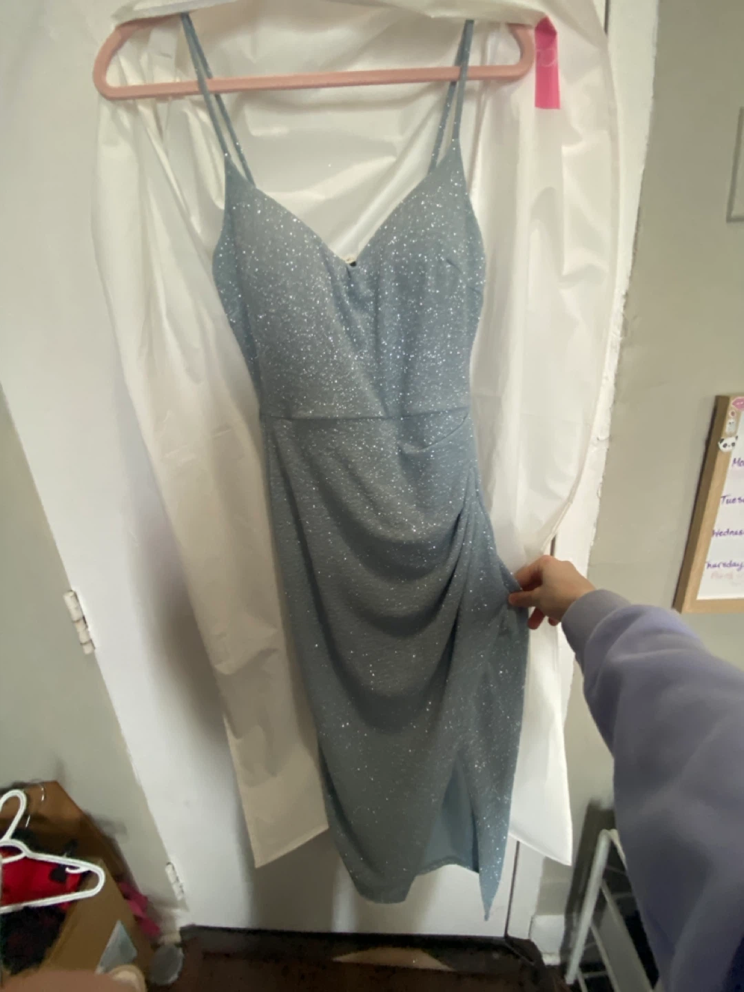 Sparkly Blue Ruched Bodycon Dress - photo 5