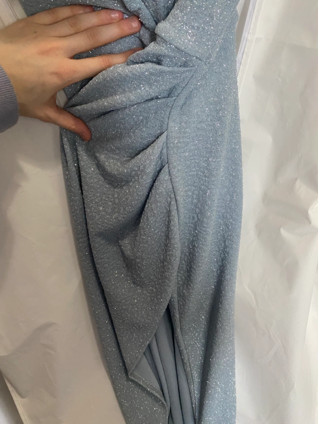 Sparkly Blue Ruched Bodycon Dress - photo 4
