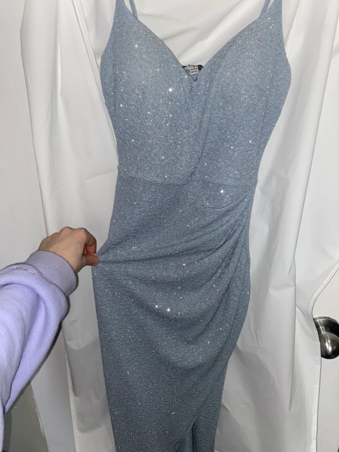 Sparkly Blue Ruched Bodycon Dress - photo 2