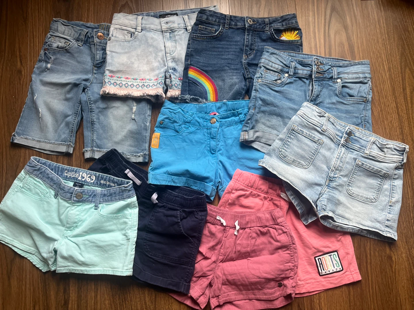 Bundle of 10 Girls' Denim and Cotton Shorts