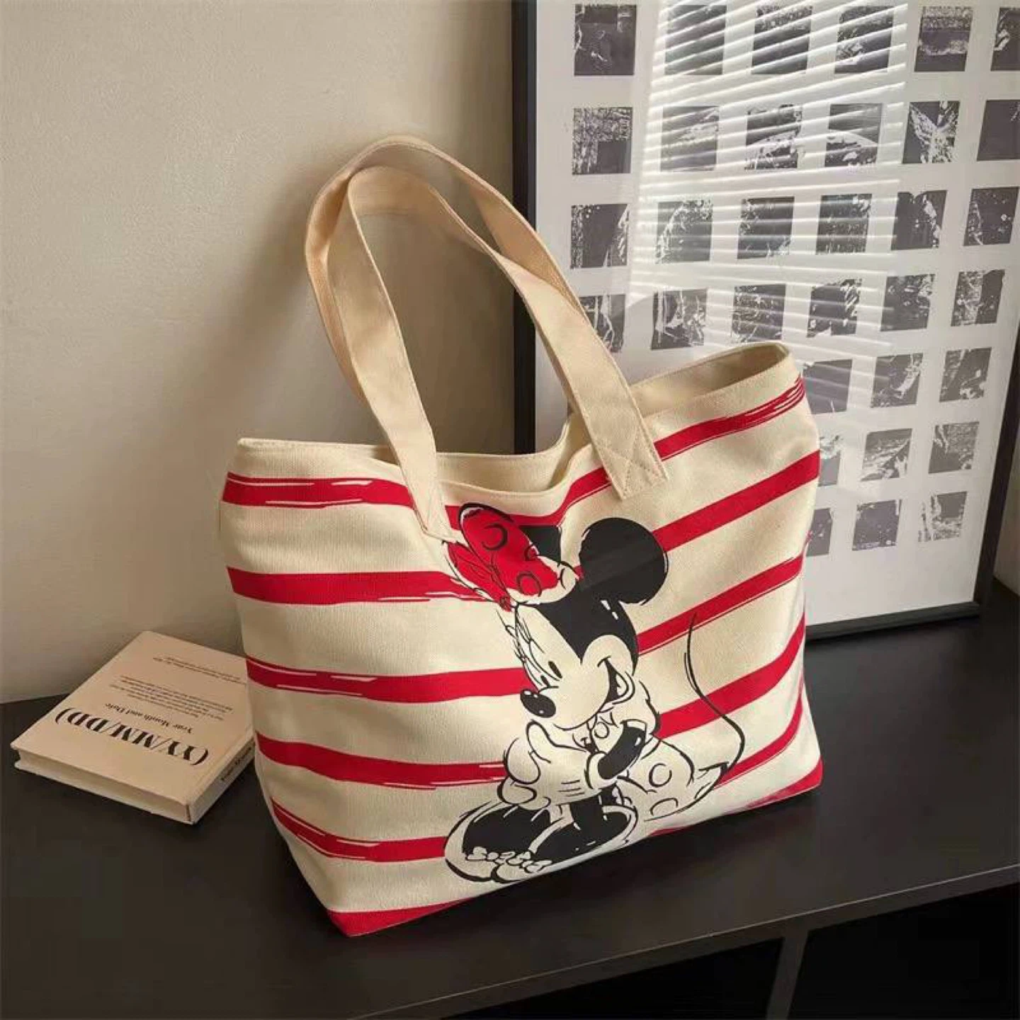 Minnie Mouse Striped Tote Bag