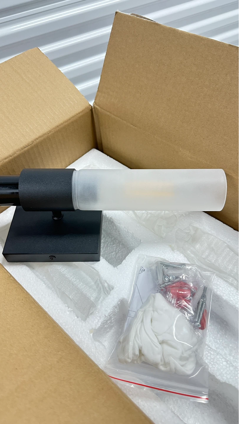 Black Wall Sconce Light Fixture with Frosted Glass Shade
