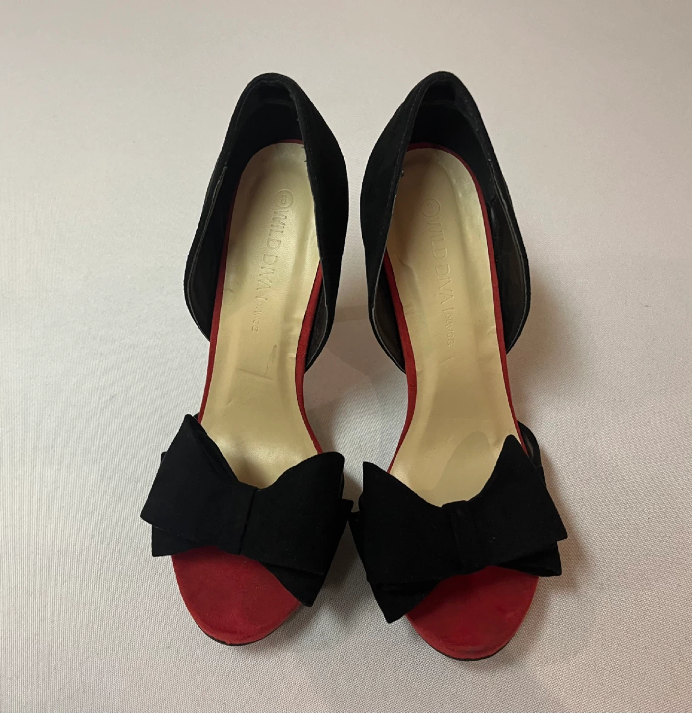 8 - Wild Diva Lounge Black & Red Heels with Bow - photo 2