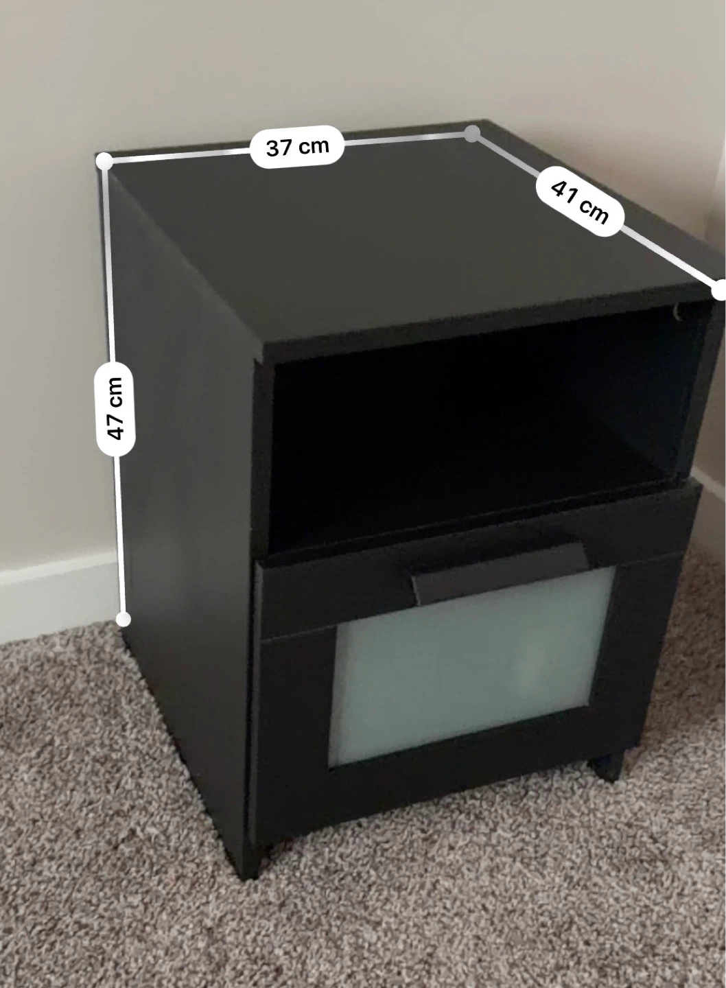 Black Nightstand with Frosted Door - photo 2