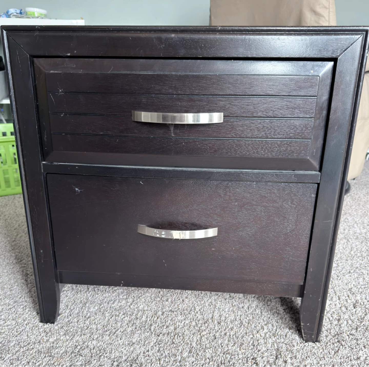 Dark Brown 2-Drawer Nightstand