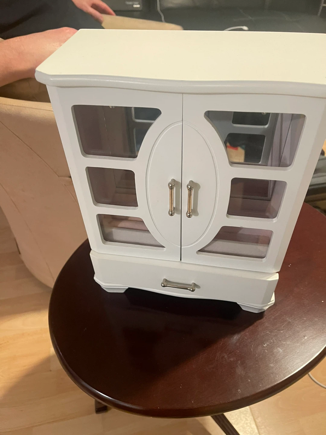 White Jewelry Box with Mirror and Drawer