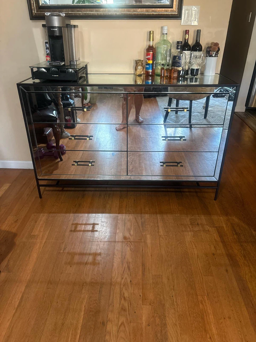 Mirrored Six-Drawer Dresser