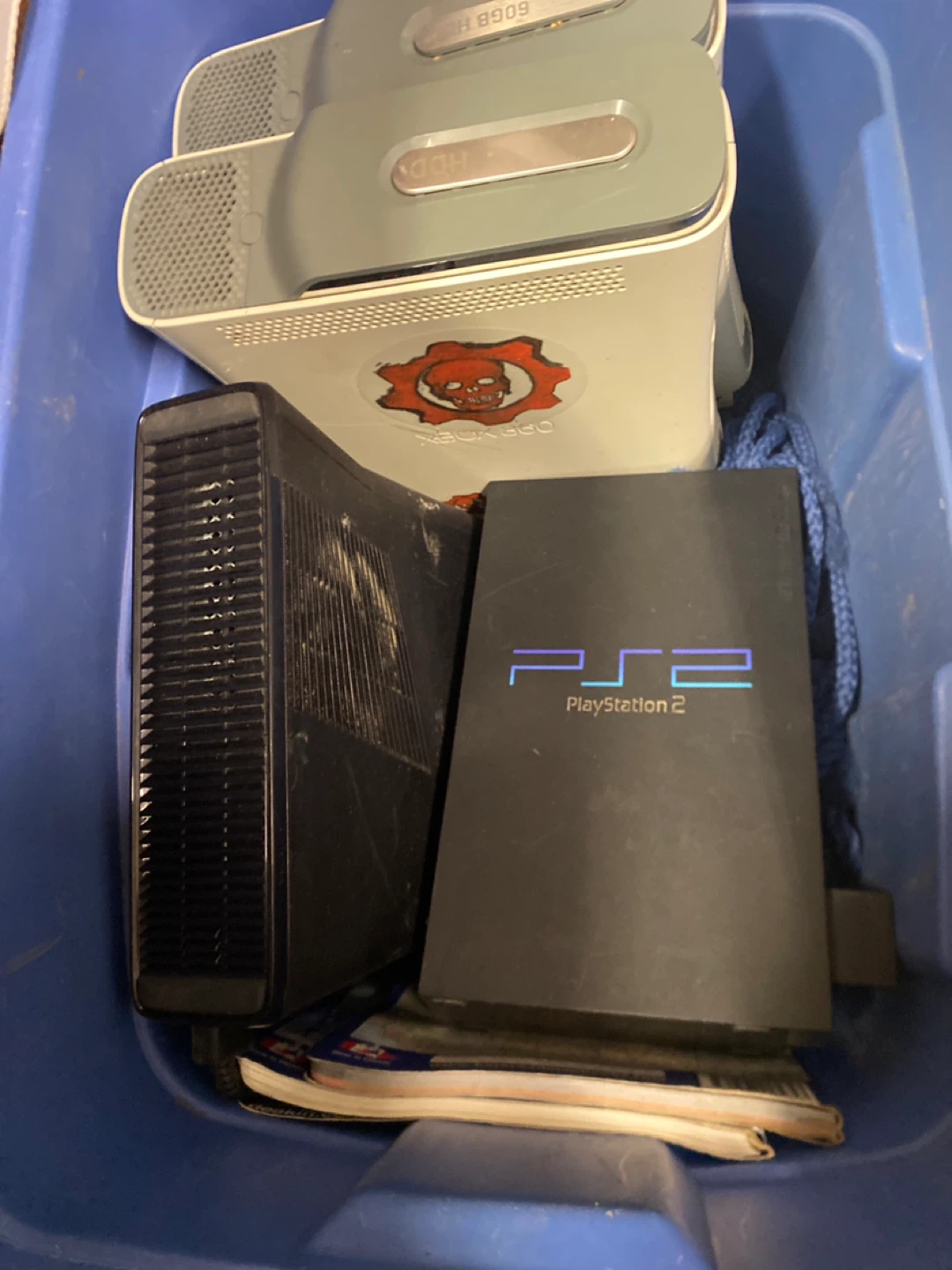Xbox 360 three of them and a PlayStation 2